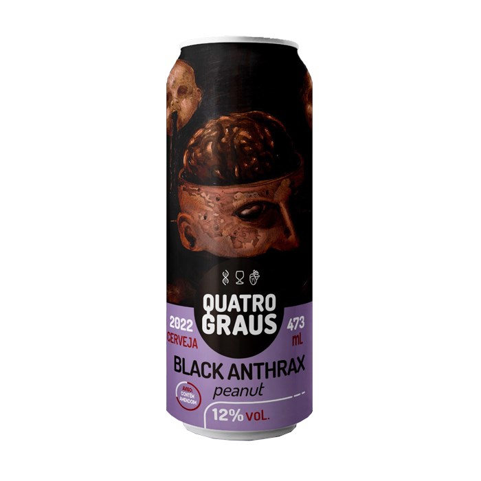Cerveja Quatro Graus Black Anthrax Peanut 2022, 473ml