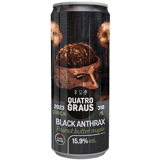 Cerveja Quatro Graus Black Anthrax Peanut Butter Maple 2023 Lata 310ml
