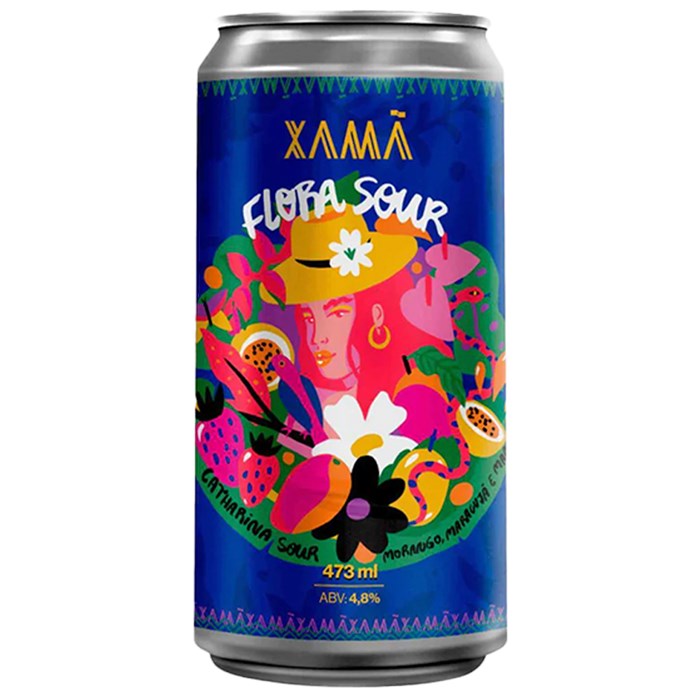 Cerveja Xamã Flora Sour Morango, Maracujá e Manga Lata 473ml